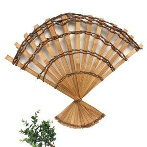 Vintage World Market Cost Plus Wooden Decor Wall Hanging Folding Fan